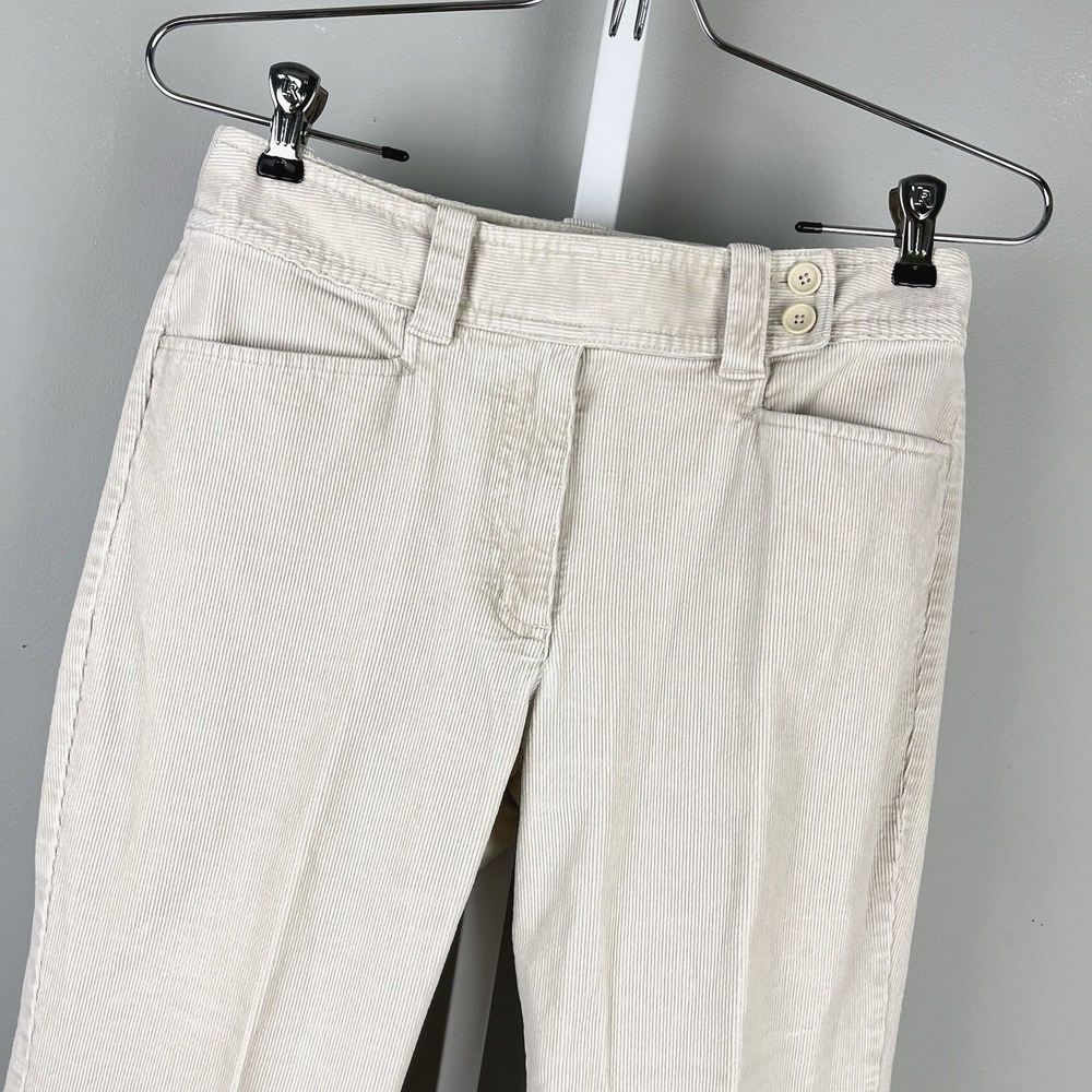 Talbots Petites Vintage Corduroy Pants Womens 6P Straight Leg Trouser Cream Y2K